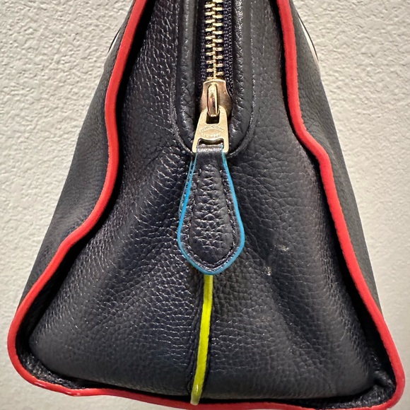 COACH Mini Nolita Pebble Leather Satchel Bag Navy With Red/blue/green - Picture 11 of 15